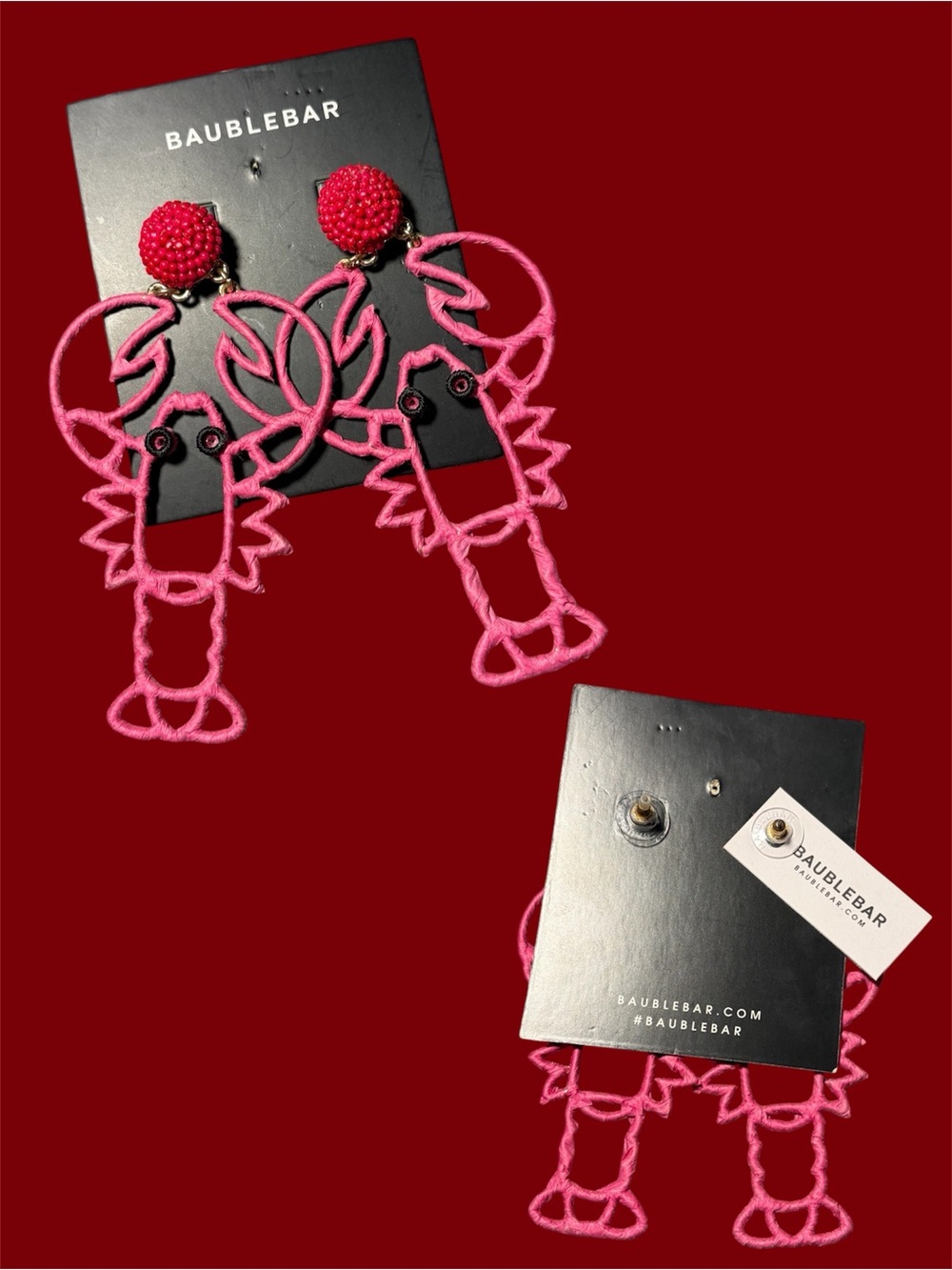 BaubleBar Bright Pink Lobster Drop Earrings 🦞